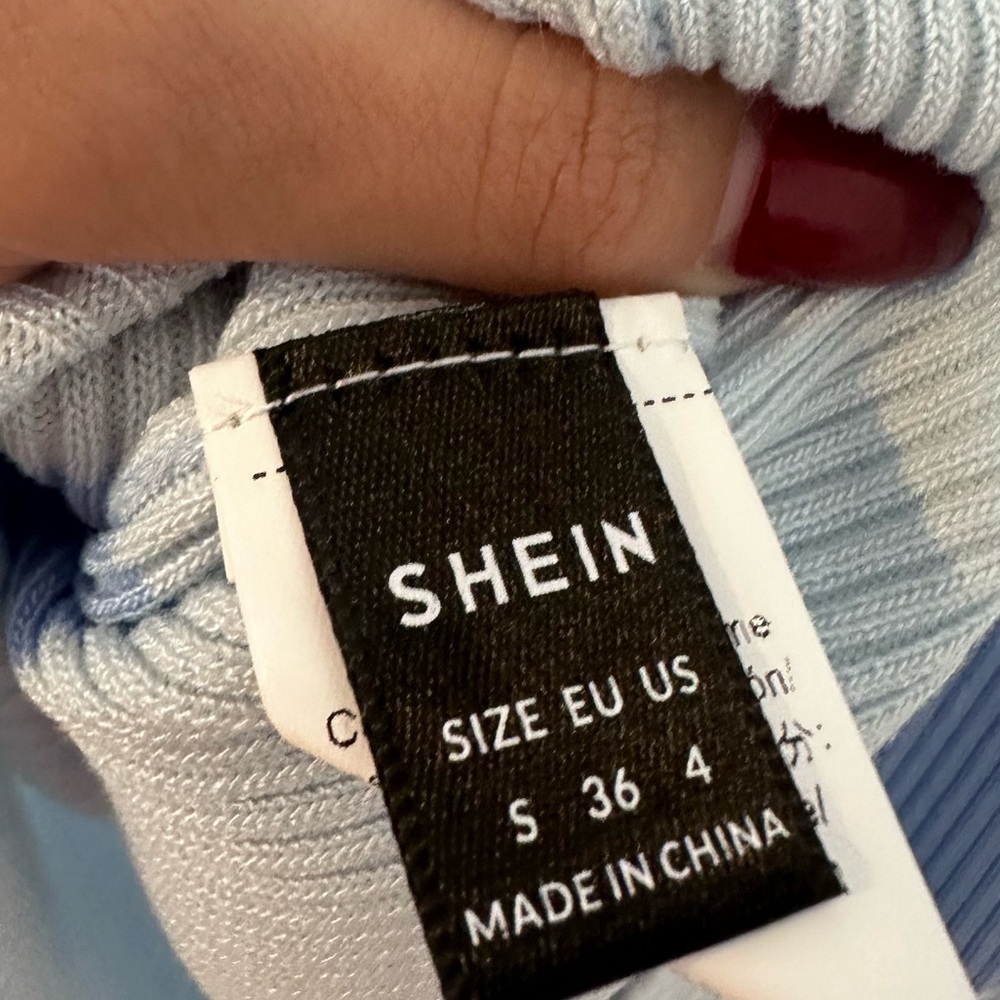 SHEIN Blue Ombre Strapless Ribbed Mini Dress - Picture 3 of 3